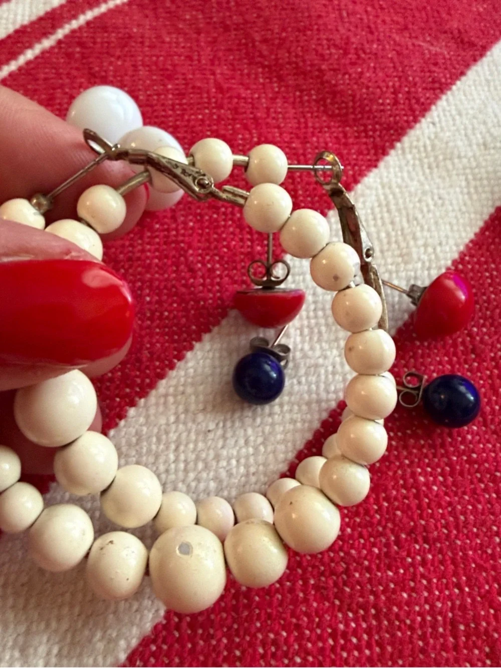 VTG Patriotic Red, White & Blue Earring Bundle